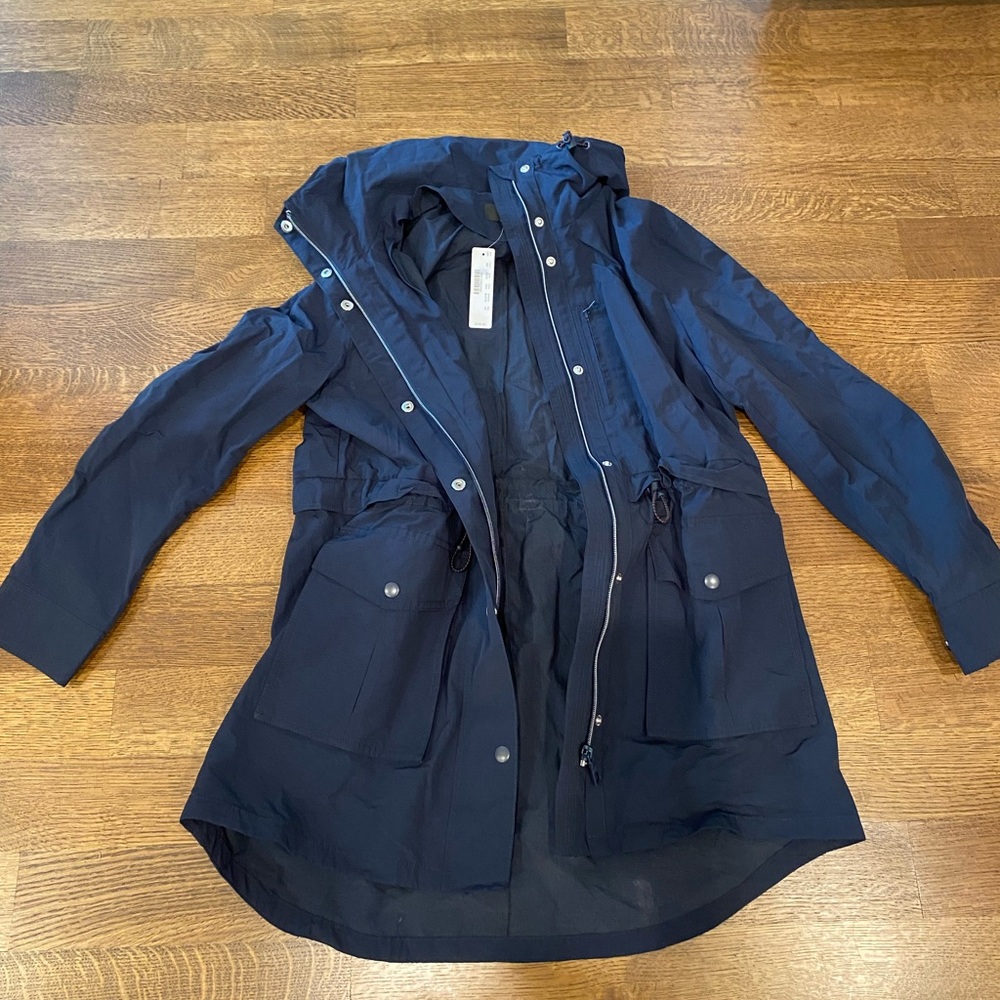 NWT Jcrew navy wind breaker rain jacket XS
